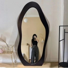 Cream mirror, full body dressing mirror, irregular fitting mirror, home bedroom, irregular mango, floor standing clothing store fitting mirror