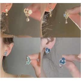 Early Spring Ear Clip Earnail Collection Small Fresh Flower Earrings Sweet Mosquito Coil Earclip Gift